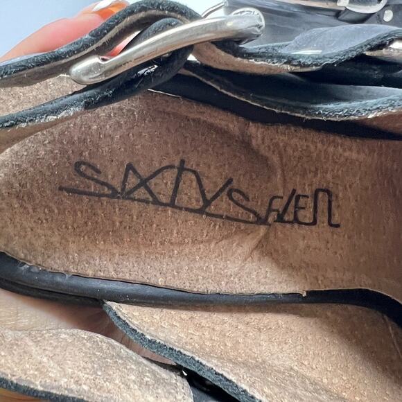 Sixtyseven Double Strap Clog Heels Black Leather Platform Women's 38 US 7.5 - Picture 8 of 12